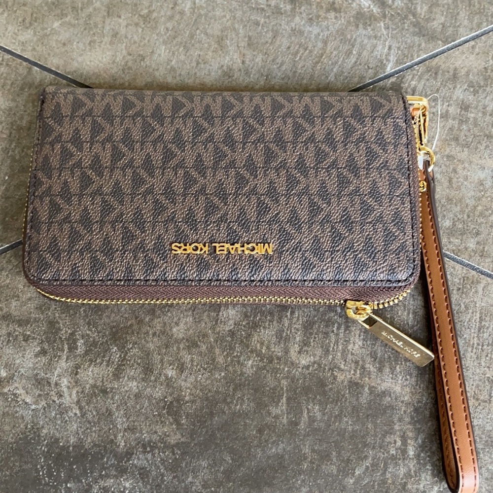 Michael Kors Jet Set Travel Lg Flat Multifunctional Phone Case-Wristlet-Wallet - Picture 14 of 16